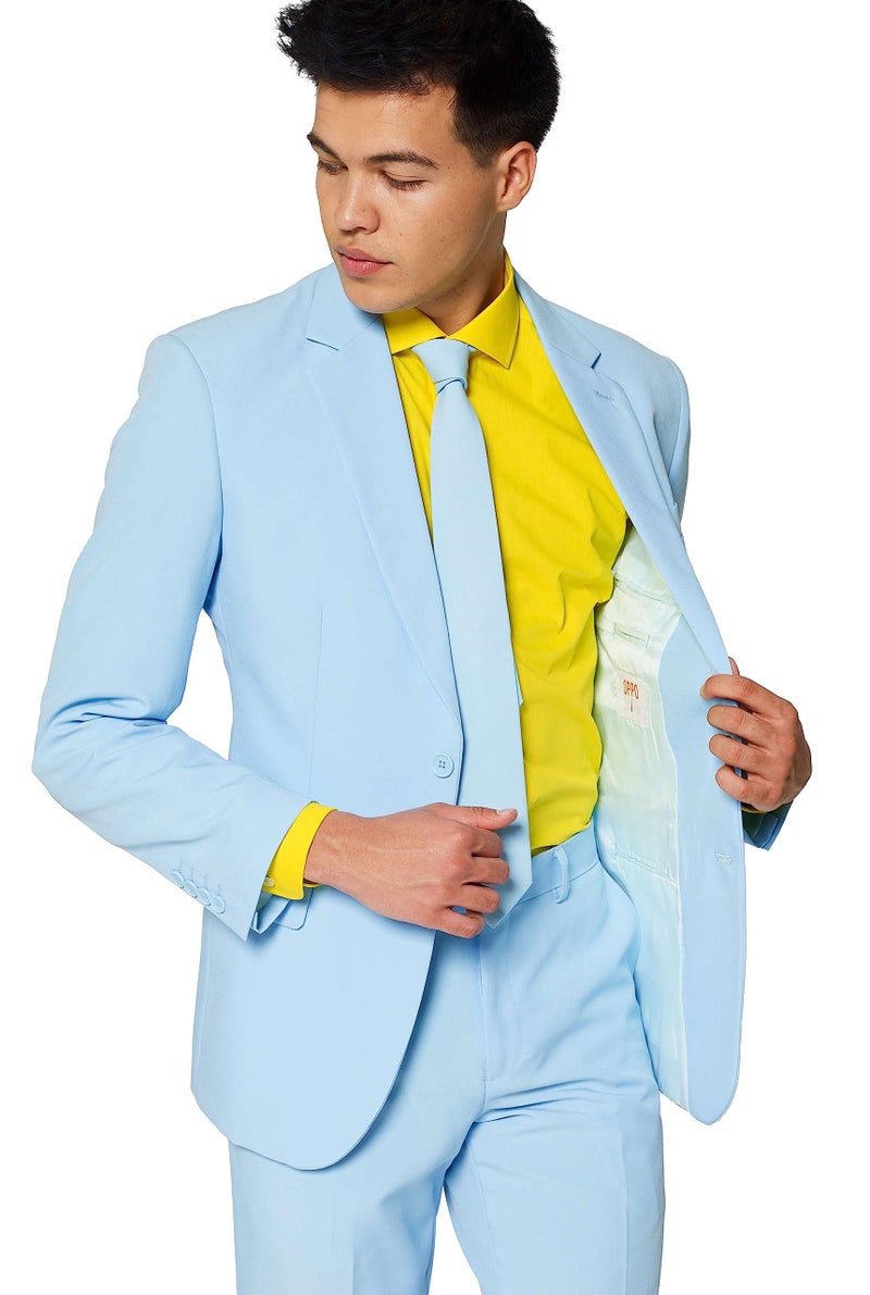 Opposuits Cool Blue Solid Light Blue Suit For Men Coming With Pants, Jacket and Tie, Cool Blue, US42 - Image 5